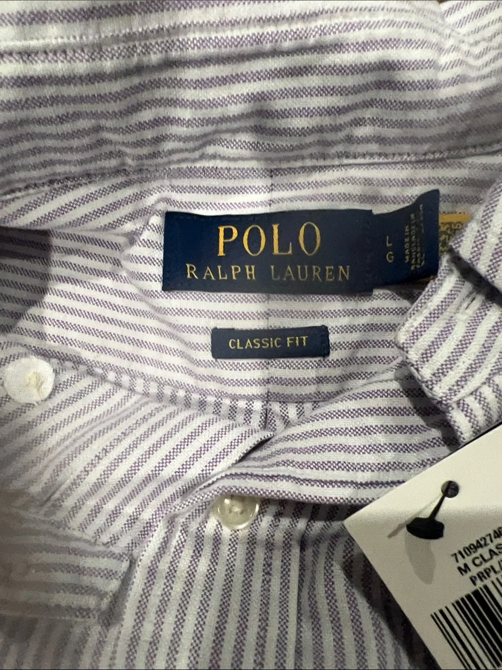 Polo by Ralph Lauren Light Lavender & White Striped Button-Down Shirt
